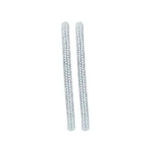 14kt White Gold Womens Round Pave-set Diamond Inside Outside Luxury Hoop Earrings
