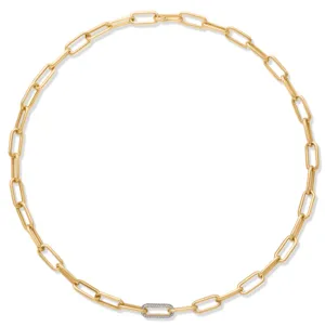 14KYW Pave Oval Link Necklace
