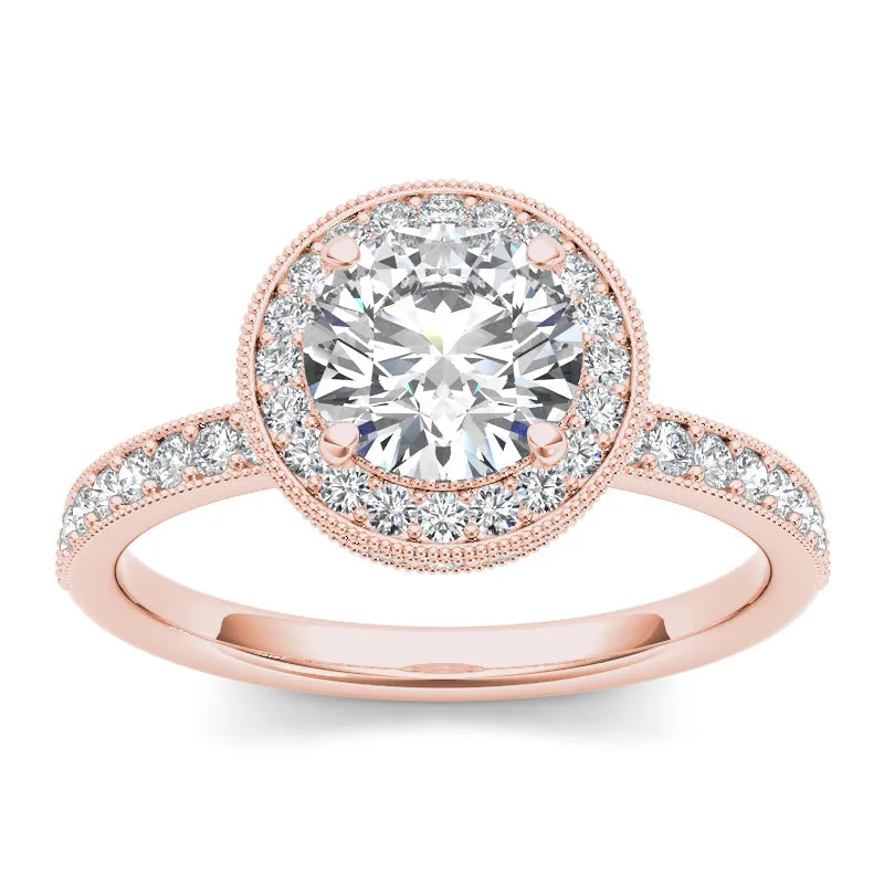 1.54ct Brilliant Cut Diamond Halo Gold Engagement Ring - 01US16