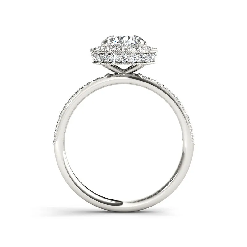 1.54ct Brilliant Cut Diamond Halo Gold Engagement Ring - 01US16
