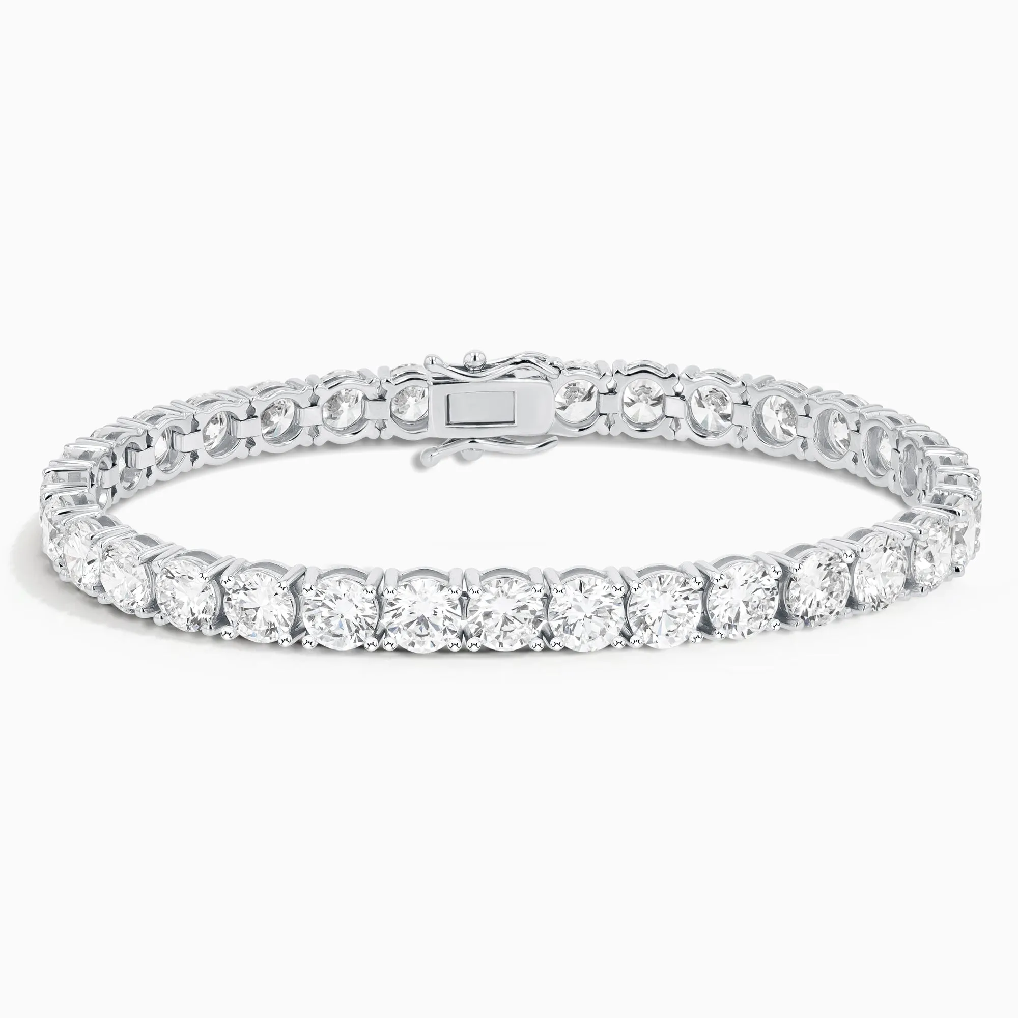 16ctw. Round Diamond Basket 4-prong Tennis Bracelet in 18K White Gold, 6.75"