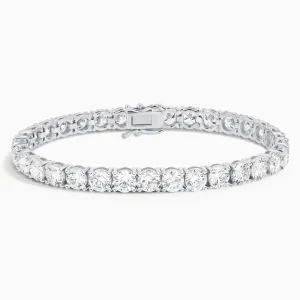 16ctw. Round Diamond Basket 4-prong Tennis Bracelet in 18K White Gold, 6.75"
