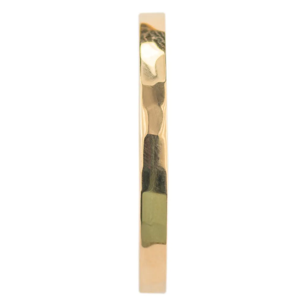 1.7mm Square 14k Yellow Gold Wedding Band, Hammered Polished