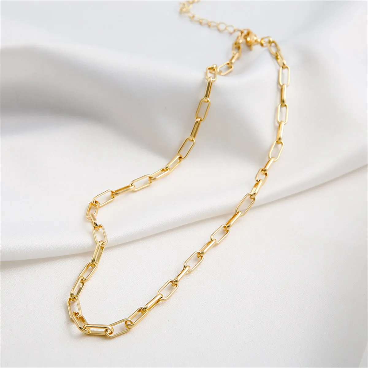 18K Gold-Plated Rectangle Chain Necklace