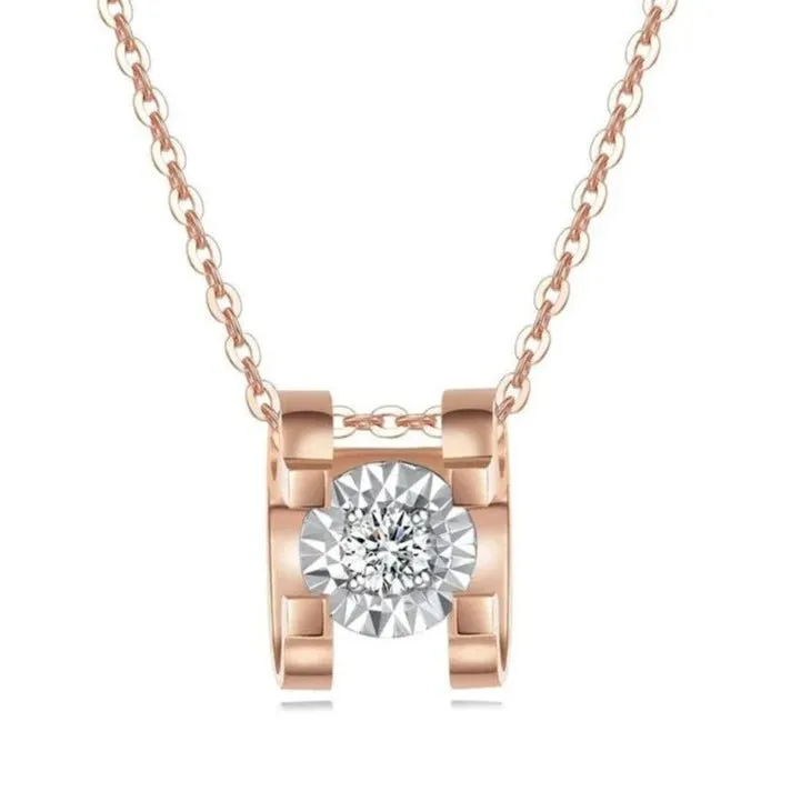 18k Rose Gold Natural Diamond Bull Head Pendant Necklace
