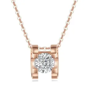 18k Rose Gold Natural Diamond Bull Head Pendant Necklace