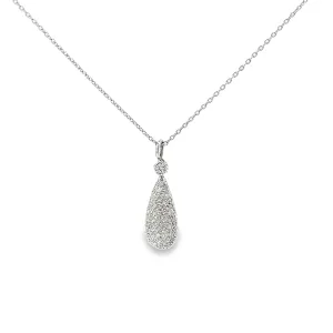 18k White Gold .65ct F VS2 Round Diamond Pave Necklace