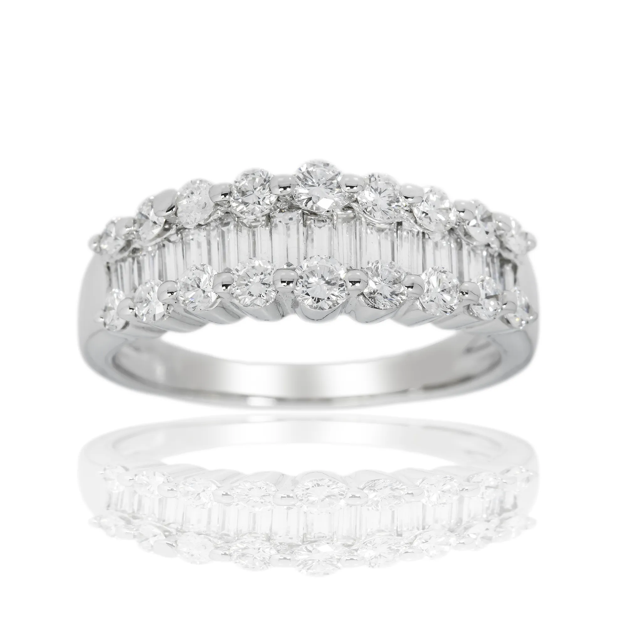 18k White Gold Baguette Engagement Ring 1.50 ctw