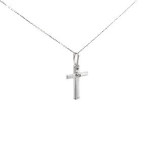 18k white gold diamond cross necklace