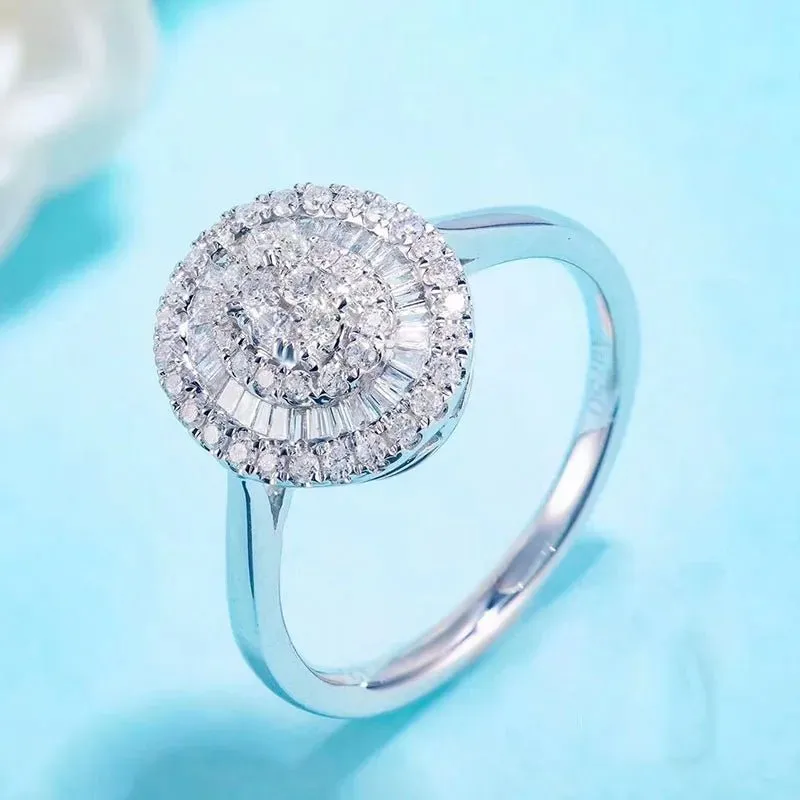 18k White Gold Natural Diamond Engagement Ring