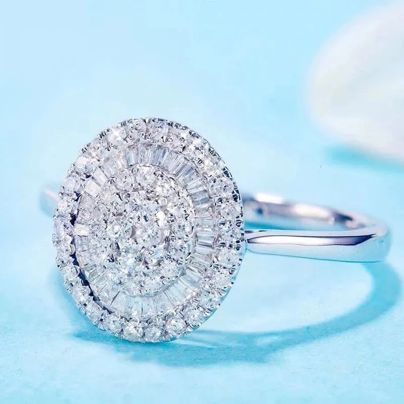 18k White Gold Natural Diamond Engagement Ring