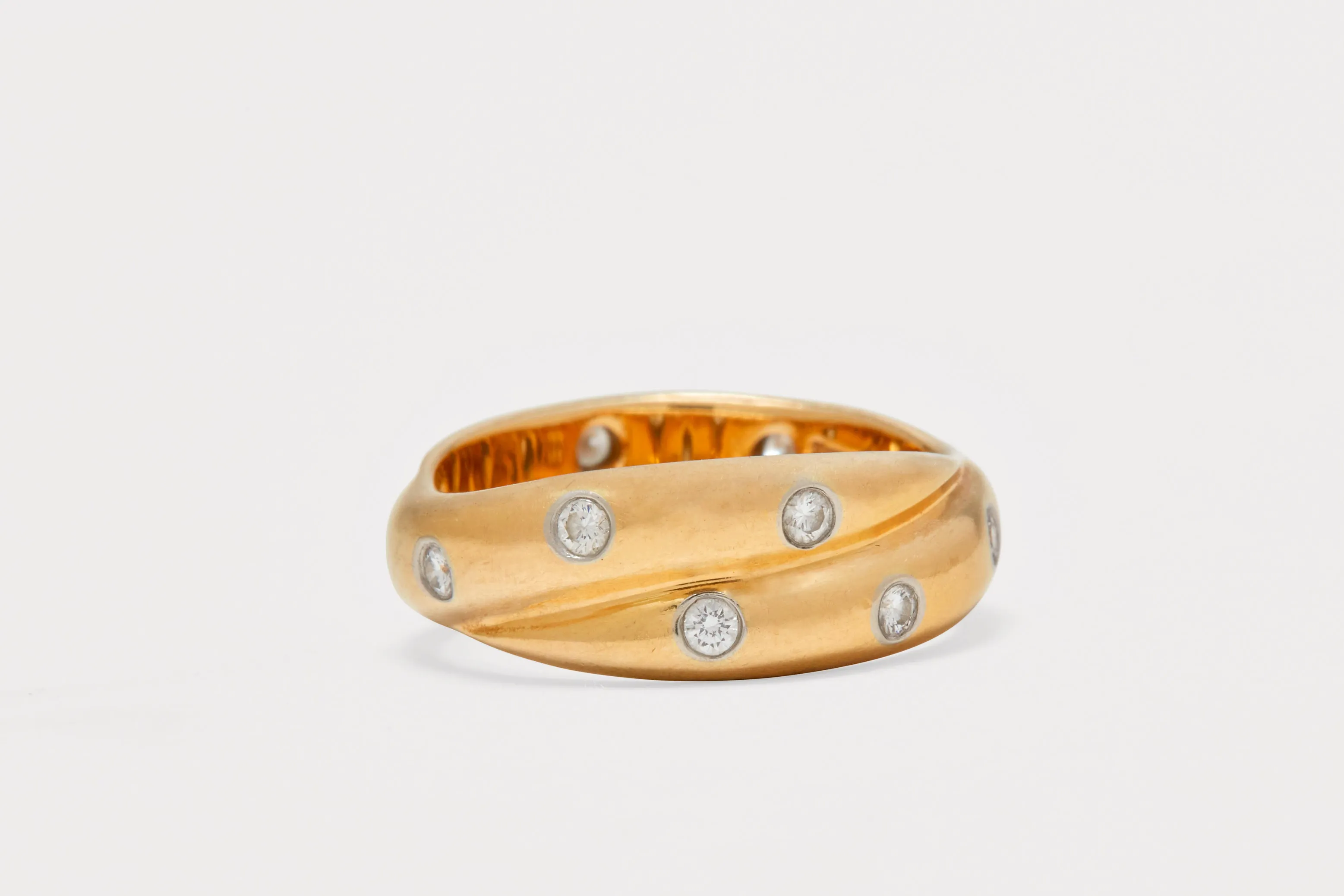 18K Yellow Gold Platinum Diamond Etoile Twist Band