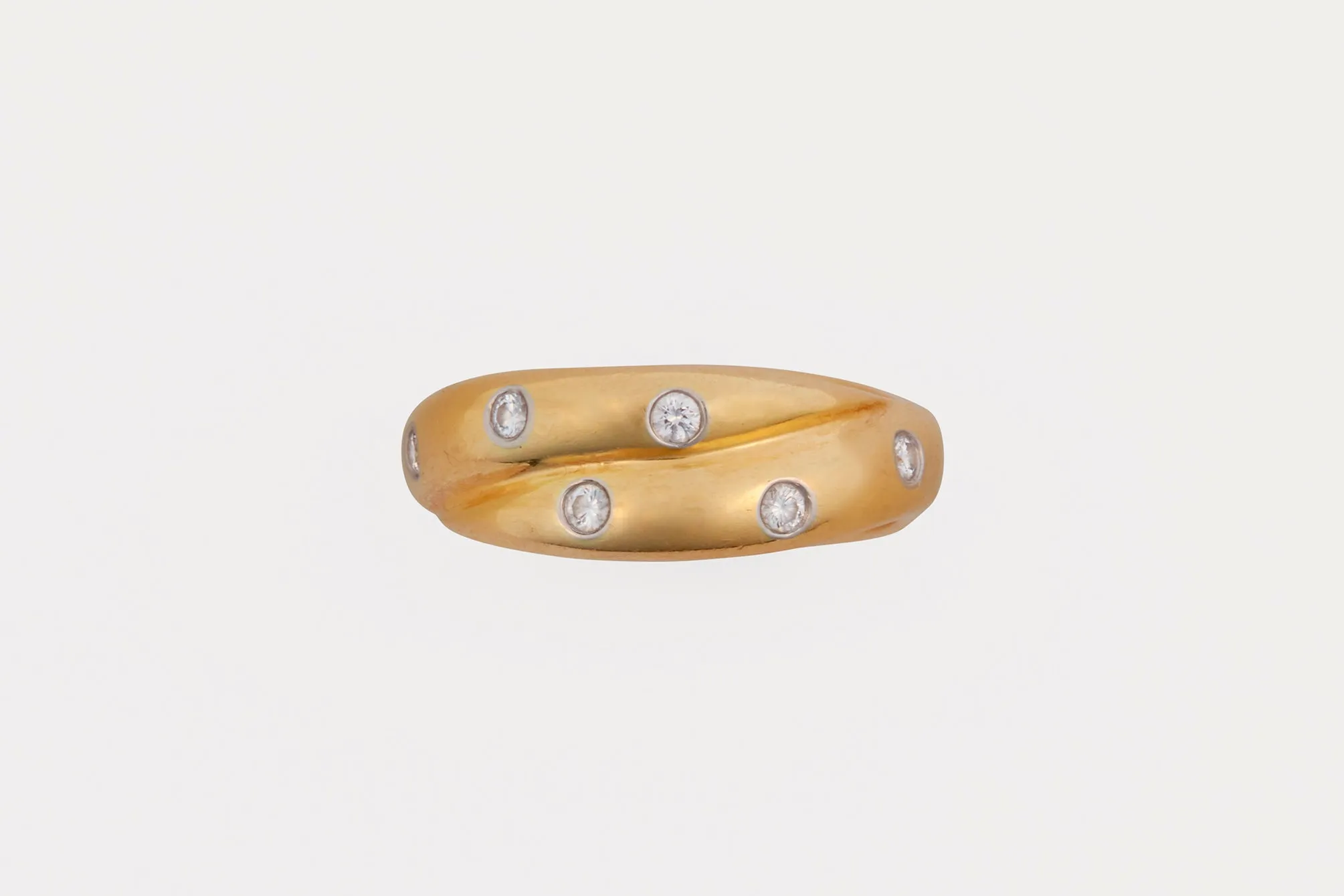 18K Yellow Gold Platinum Diamond Etoile Twist Band
