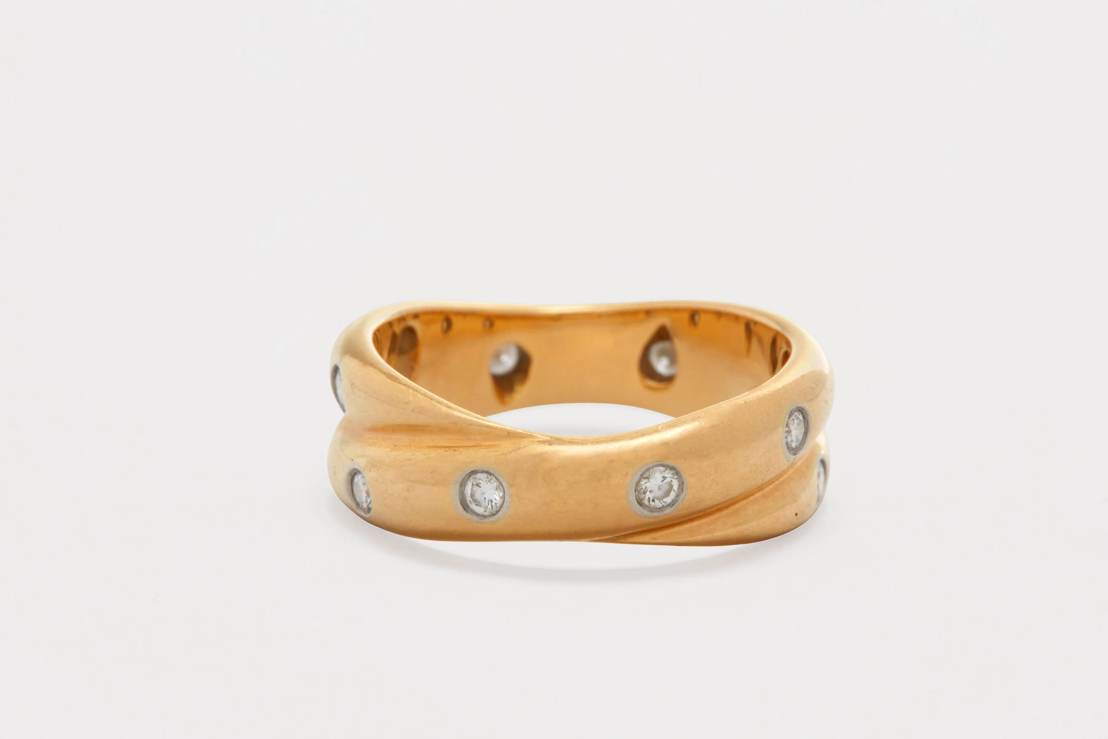 18K Yellow Gold Platinum Diamond Etoile Twist Band