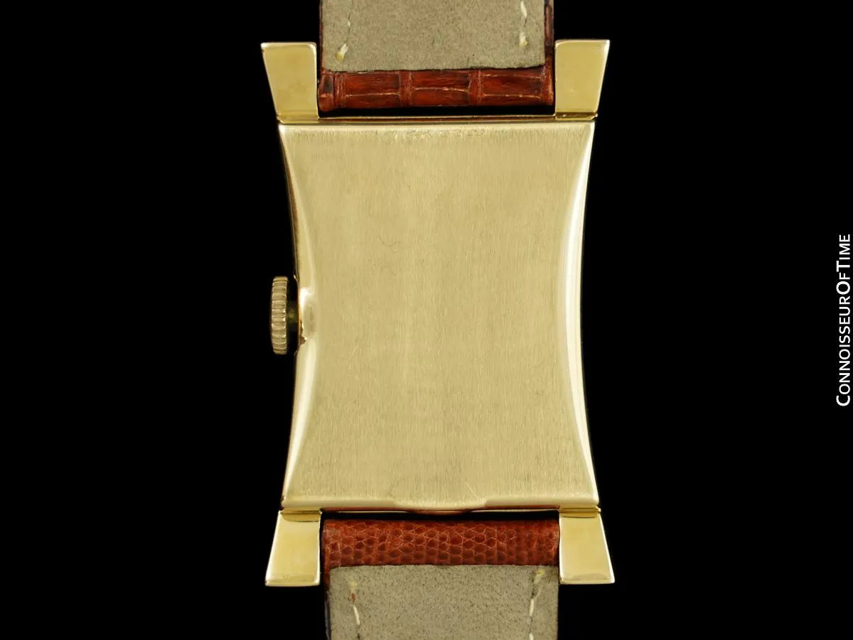 1954 Longines Vintage Mens Watch, 14K Gold - Pointed Hourglass