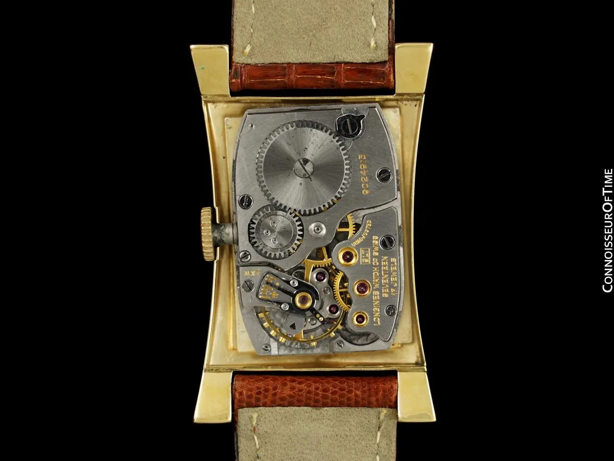 1954 Longines Vintage Mens Watch, 14K Gold - Pointed Hourglass