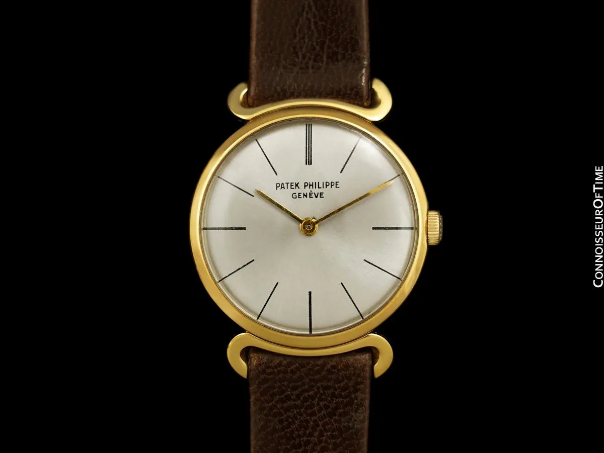 1962 Patek Philippe Vintage Mens Midsize Handwound Dress Watch, Ref. 3442 - 18K Gold with Papers