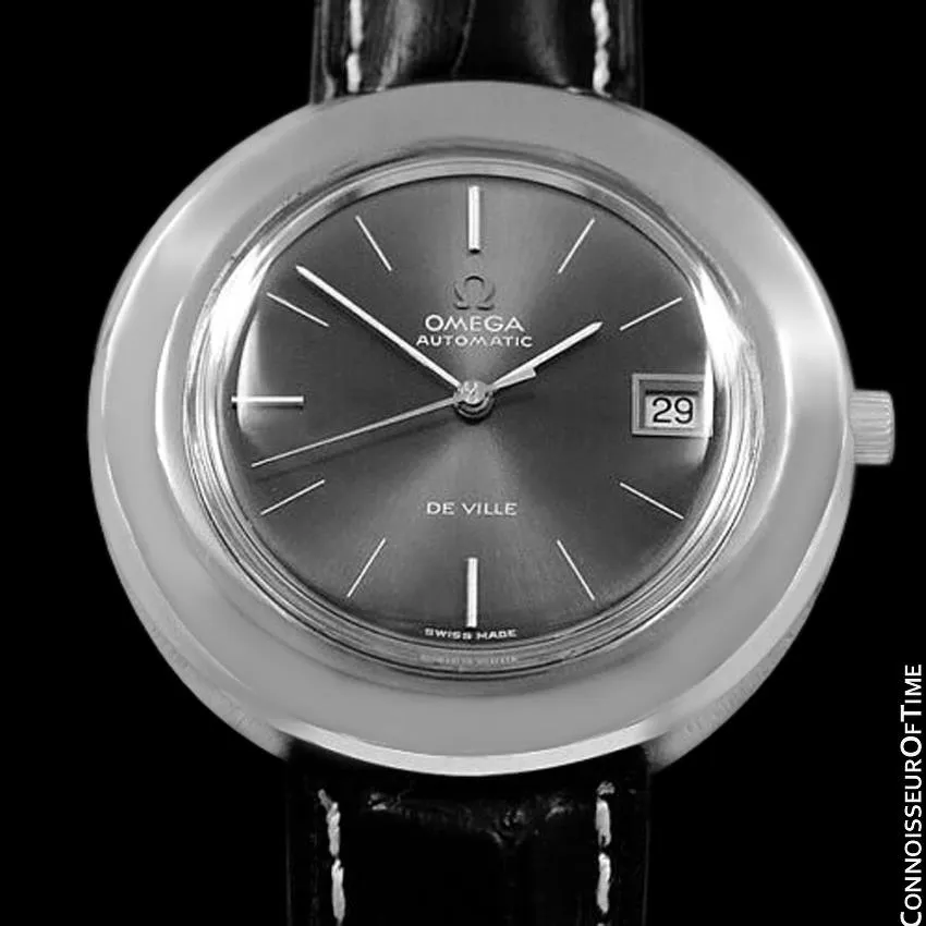 1970's Omega De Ville Vintage Mens Rare Extra Large 40mm "Disco Volante" Watch - Stainless Steel