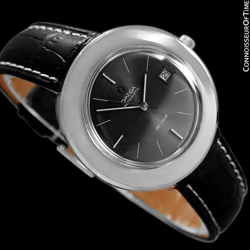 1970's Omega De Ville Vintage Mens Rare Extra Large 40mm "Disco Volante" Watch - Stainless Steel