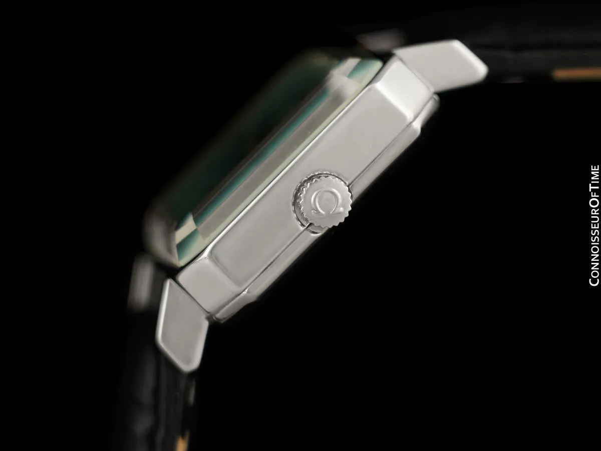 1973 Omega De Ville Mens Midsize "Emerald" Modern Watch with Tiffany Blue DIal By Andrew Grima - Stainless Steel