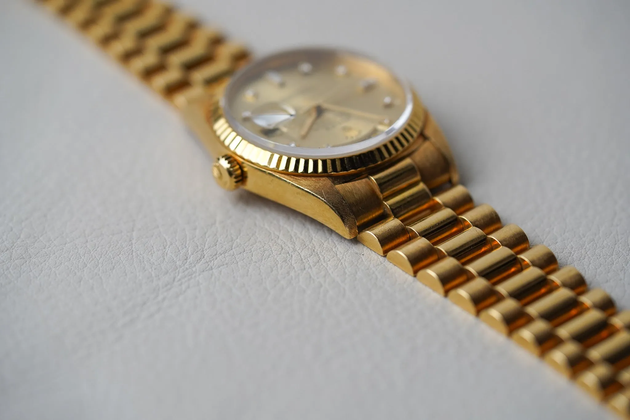 1988 Rolex Day-Date 18238 Champagne Diamond Dial