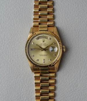 1988 Rolex Day-Date 18238 Champagne Diamond Dial