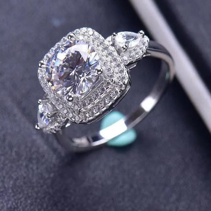 2.0 Ct Round Cut Diamond Double Halo Engagement Ring