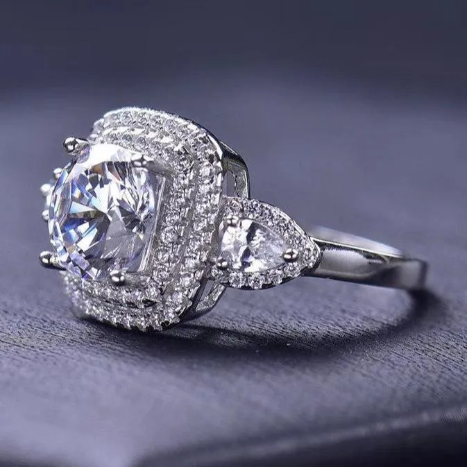 2.0 Ct Round Cut Diamond Double Halo Engagement Ring