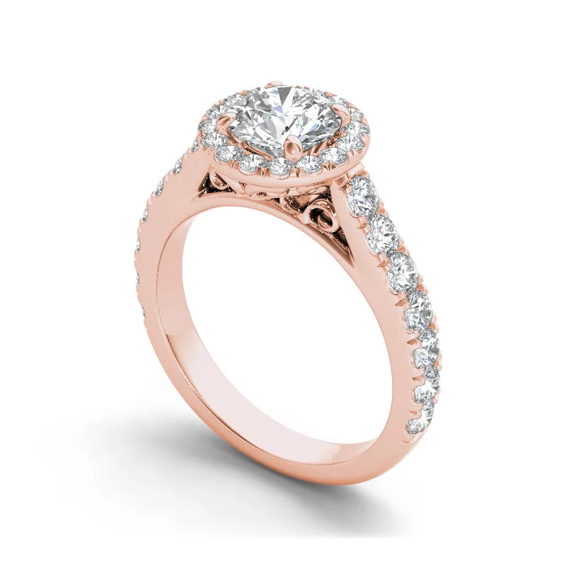 2.0ct Brilliant Cut Diamond Halo Gold Engagement Ring  - 01US13
