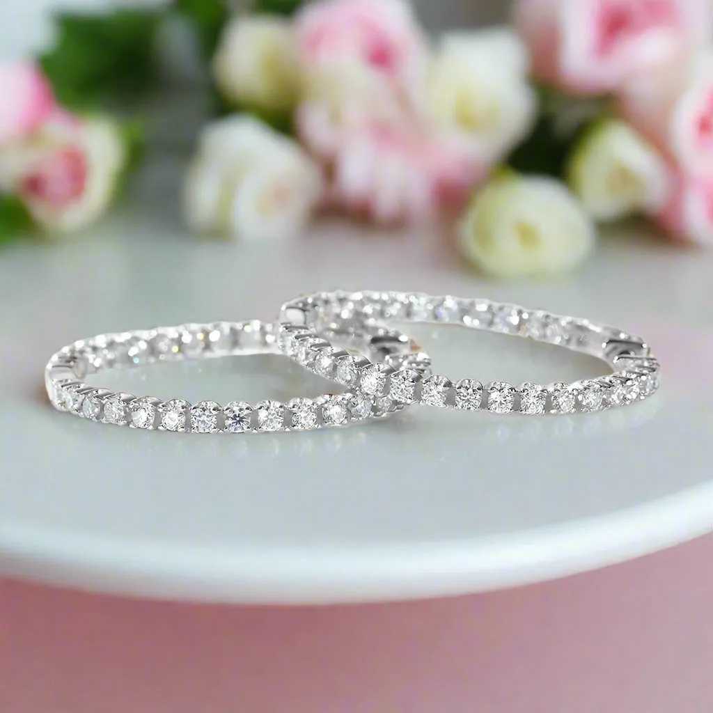 2.5mm Full Diamond Hoop Earrings