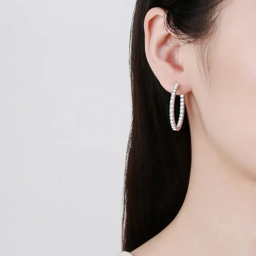 2.5mm Full Diamond Hoop Earrings