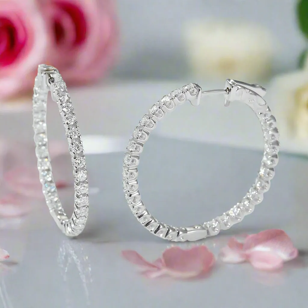 2.5mm Full Diamond Hoop Earrings