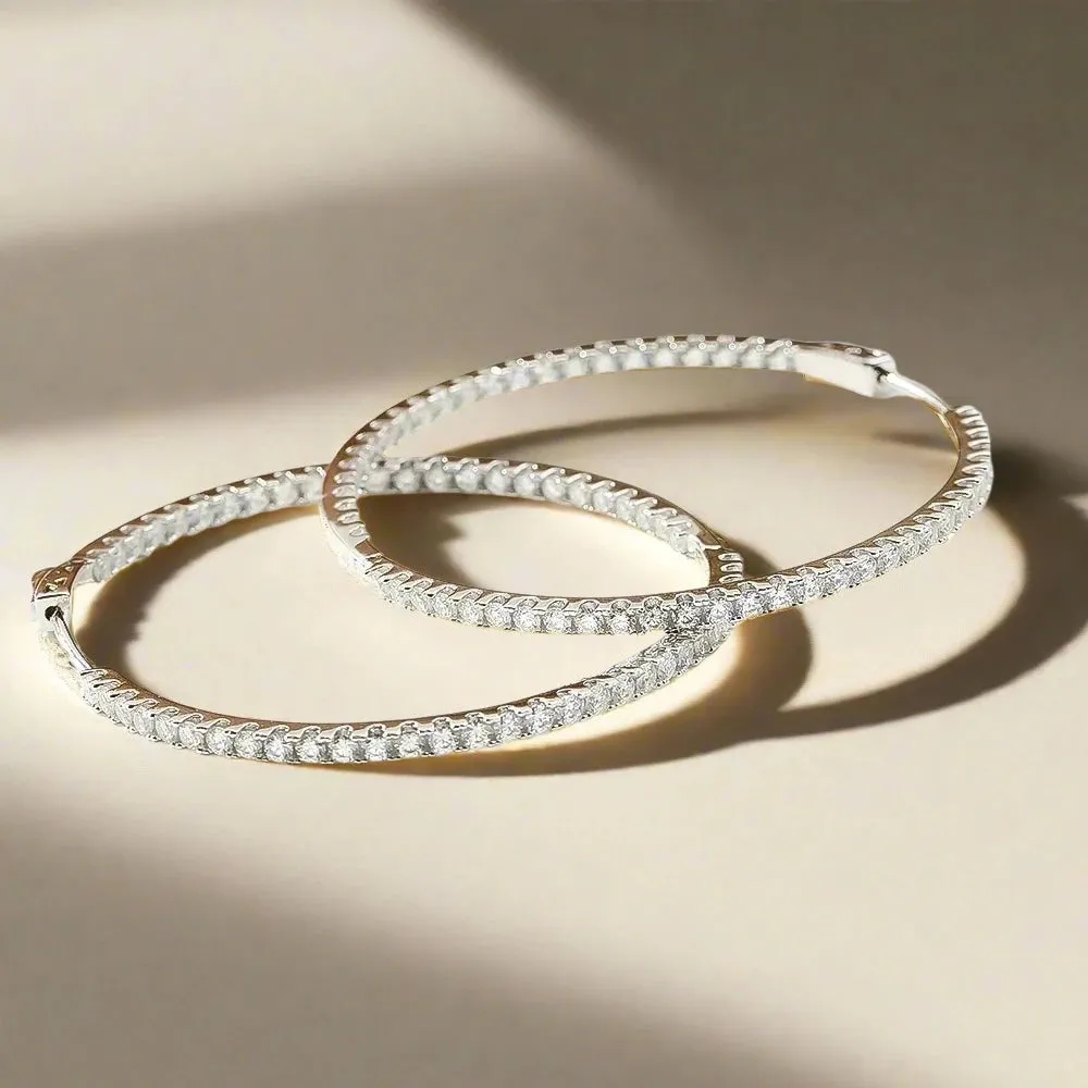 2.5mm Full Diamond Hoop Earrings