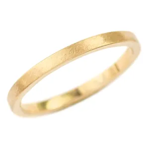 2mm Wide x 1.7mm Thick, 14k Yellow Gold Rectangle Wedding Band, Matte