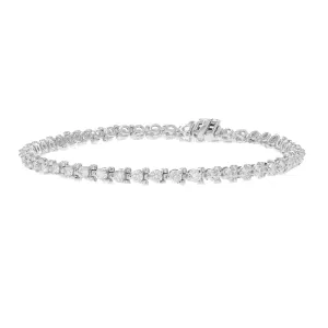 3 cttw Diamond Trillion Shape Tennis Bracelets in 14K White Gold