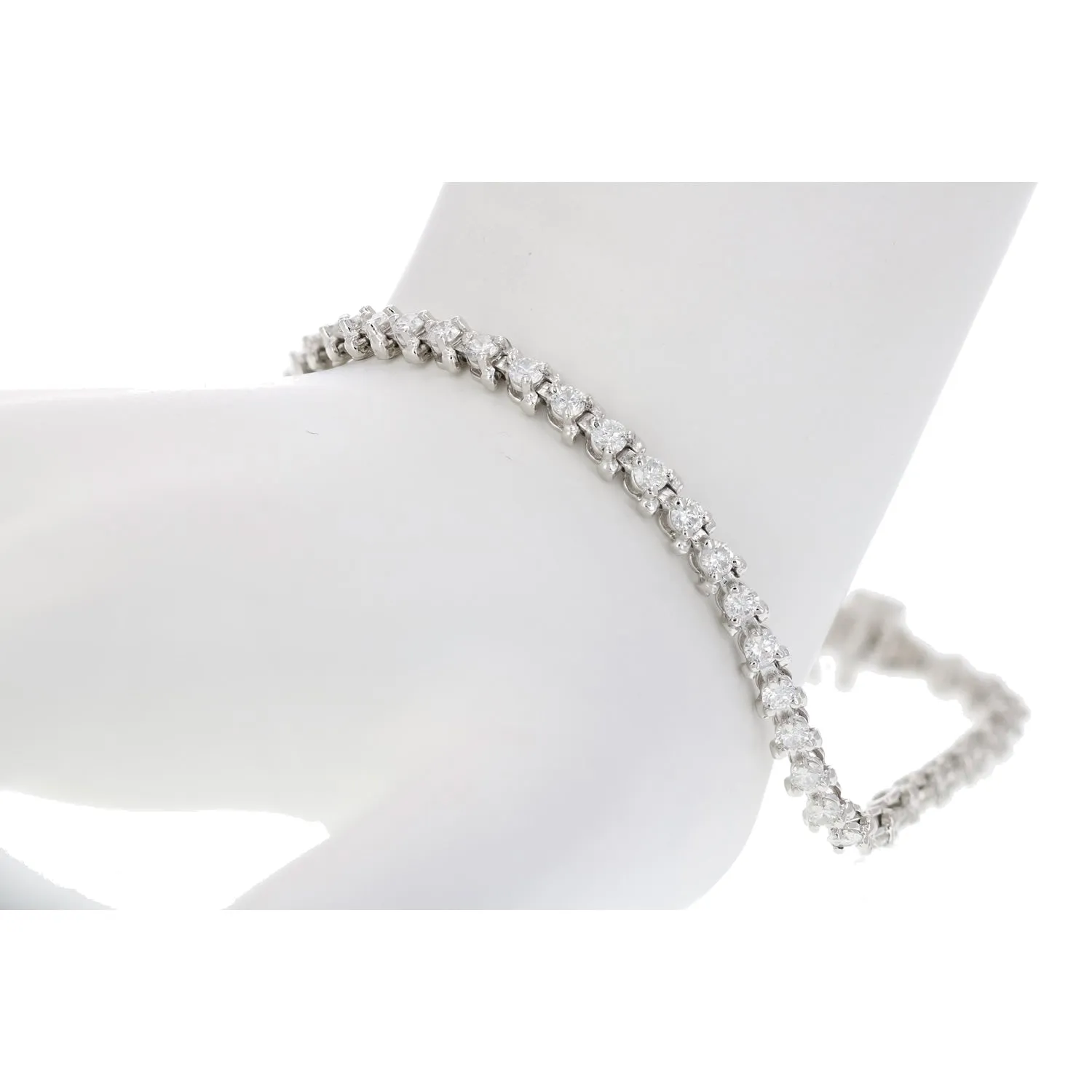 3 cttw Diamond Trillion Shape Tennis Bracelets in 14K White Gold