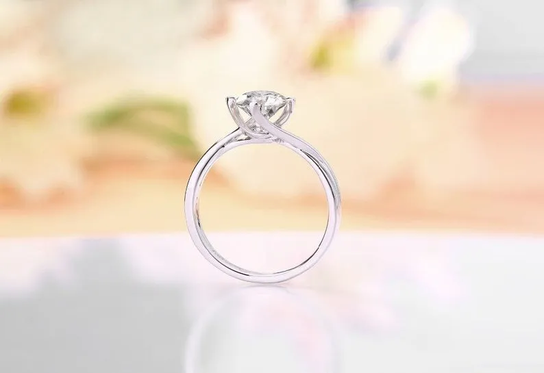 3Ct Round Cut Engagement Ring, White Gold Solitaire Ring, Cubic Zirconia Wedding Ring, Luxury Gold For Women Anniversary Ring, jewelry gifts