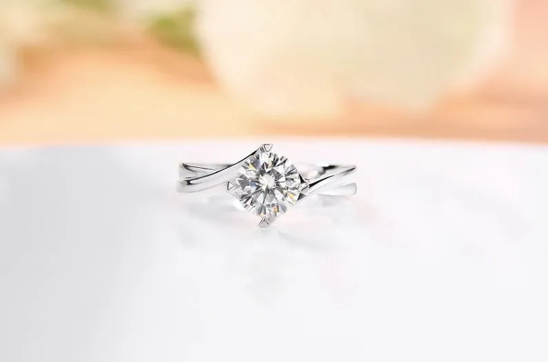 3Ct Round Cut Engagement Ring, White Gold Solitaire Ring, Cubic Zirconia Wedding Ring, Luxury Gold For Women Anniversary Ring, jewelry gifts