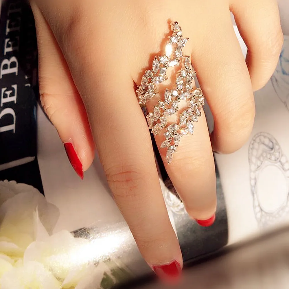 3CTW Diamond Cluster Vine Leaf Wrap Ring