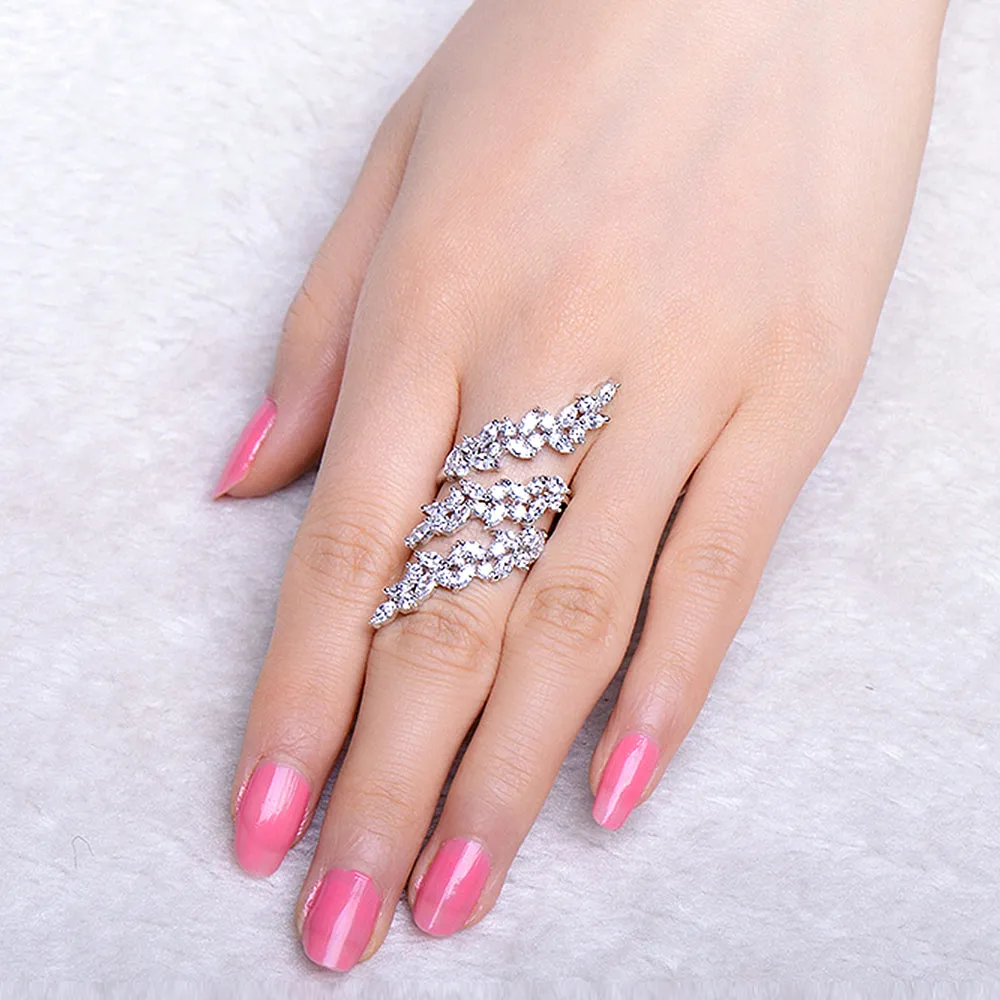 3CTW Diamond Cluster Vine Leaf Wrap Ring