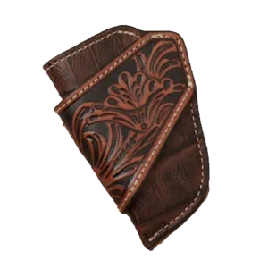 3D Brown Crocodile Printed Leather Draw Knife Sheath