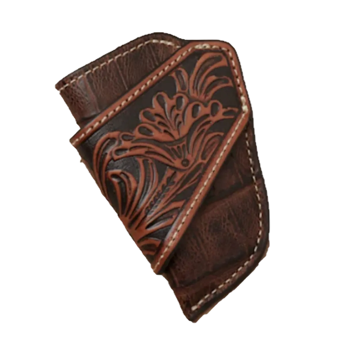 3D Brown Crocodile Printed Leather Draw Knife Sheath