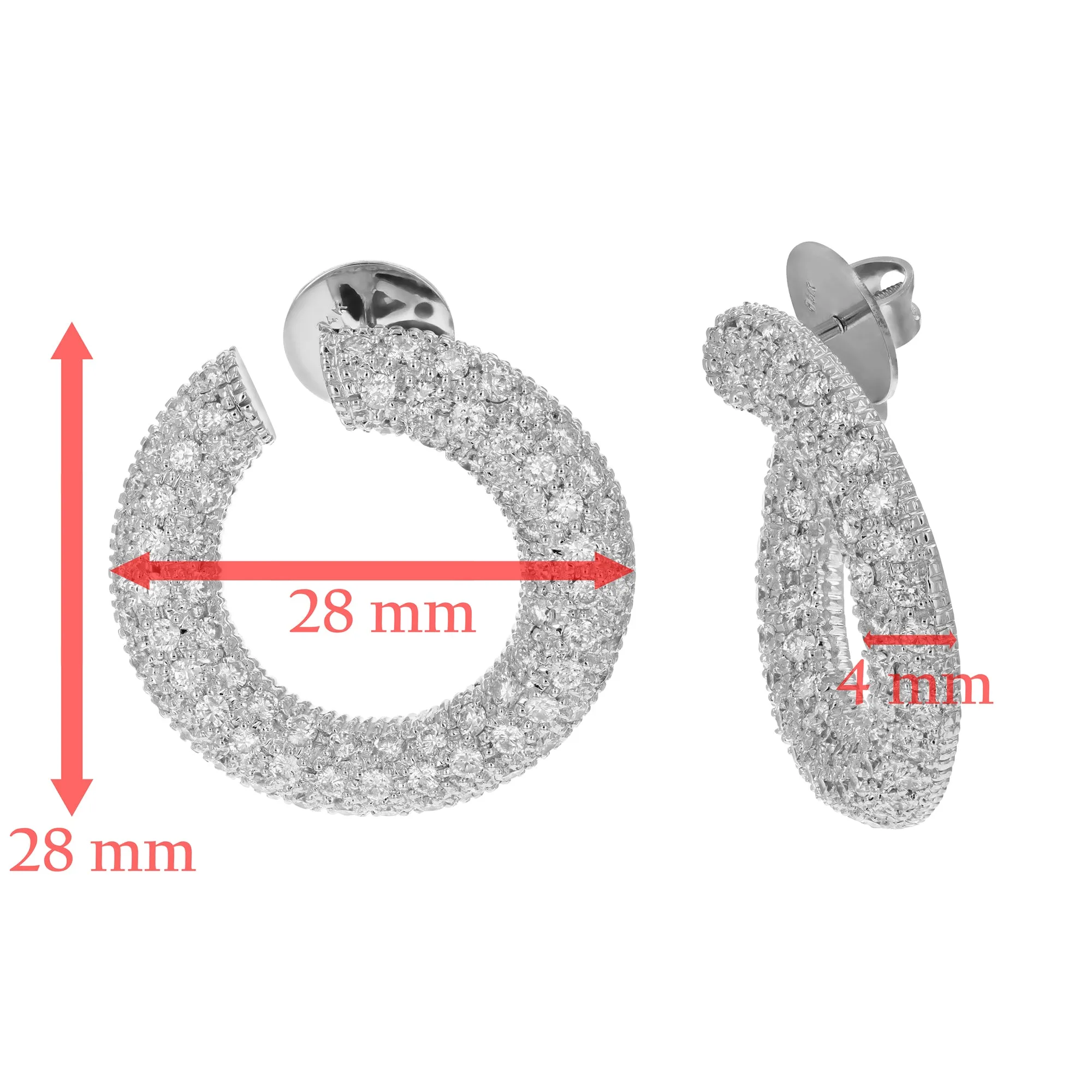 4 cttw Diamond Cluster Hoop Earrings for Women in 14K White Gold