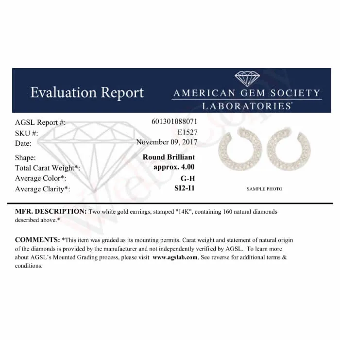 4 cttw Diamond Cluster Hoop Earrings for Women in 14K White Gold