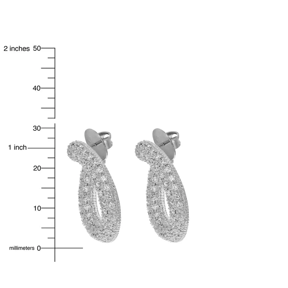 4 cttw Diamond Cluster Hoop Earrings for Women in 14K White Gold