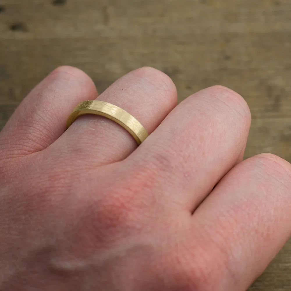 4mm 14K Yellow Gold Men's Wedding Band, Matte Finish
