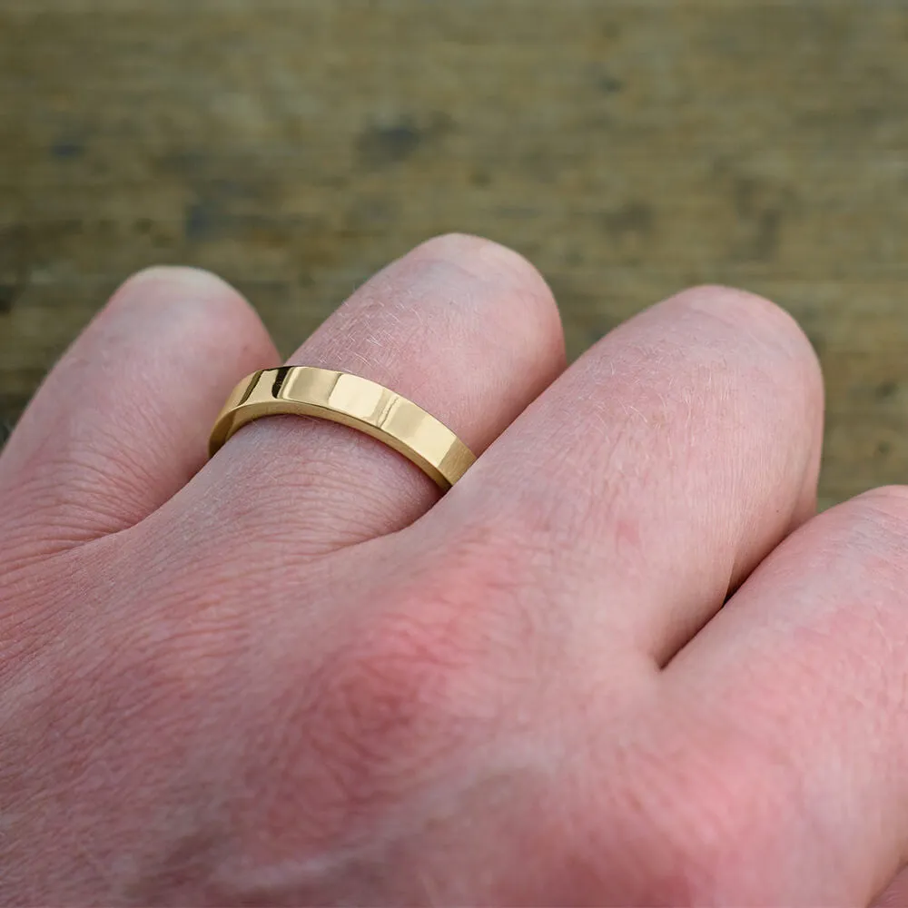 4mm Comfort Fit 14k Yellow Gold Mens Wedding Ring, Polished