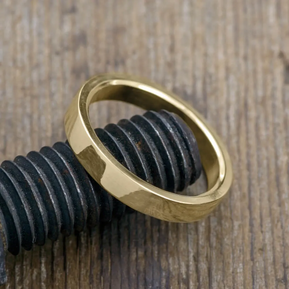 4mm Comfort Fit 14k Yellow Gold Mens Wedding Ring, Polished