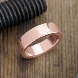 6mm 14k Rose Gold Mens Wedding Band, Polished