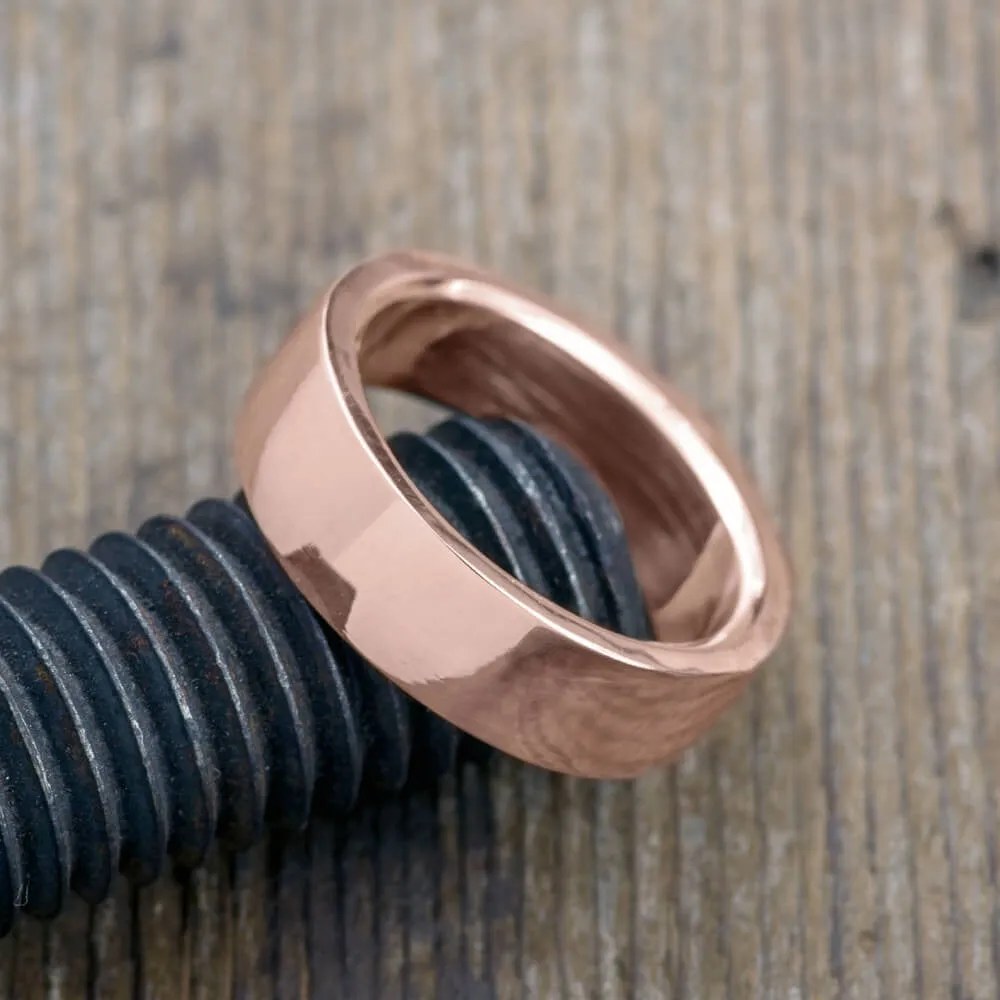 6mm 14k Rose Gold Mens Wedding Band, Polished